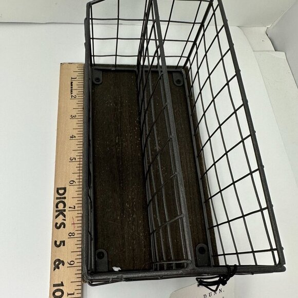 Rae Dunn LETTERS Wire Mail Basket Organizer Wood Base Farmhouse Office Decor - Picture 9 of 12